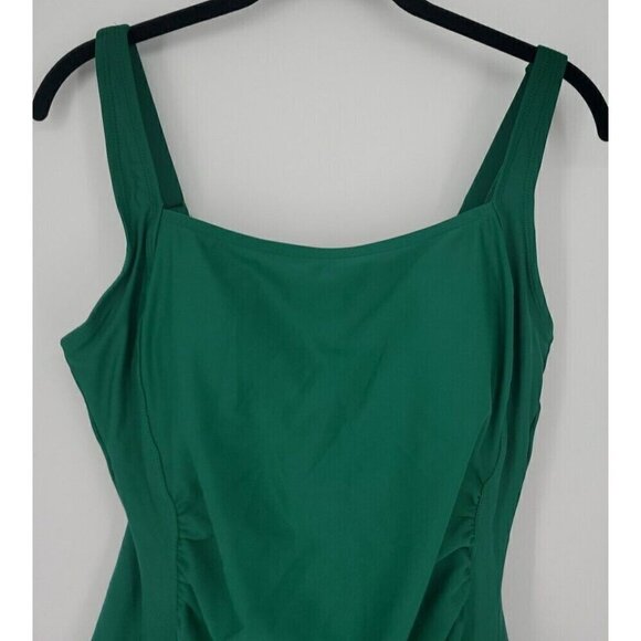 Hilor ARMY GREEN Shirred Tummy Control One Piece Swimsuit US 12 NWT - Picture 3 of 9